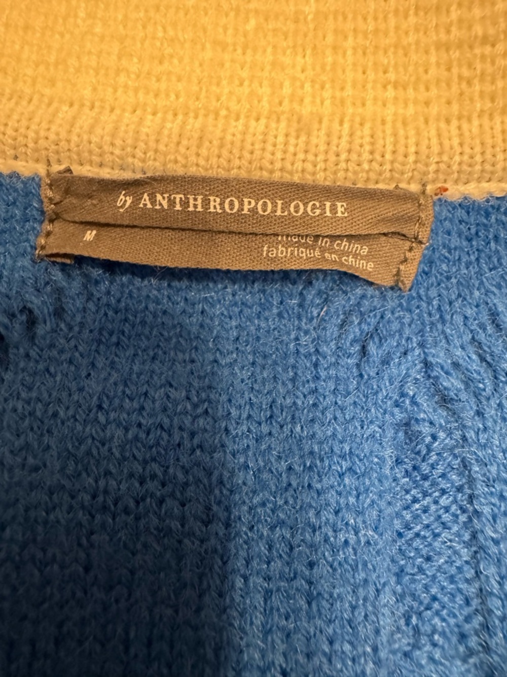 By Anthropologie V-Neck Collared Cable Sweater medium - Picture 6 of 11